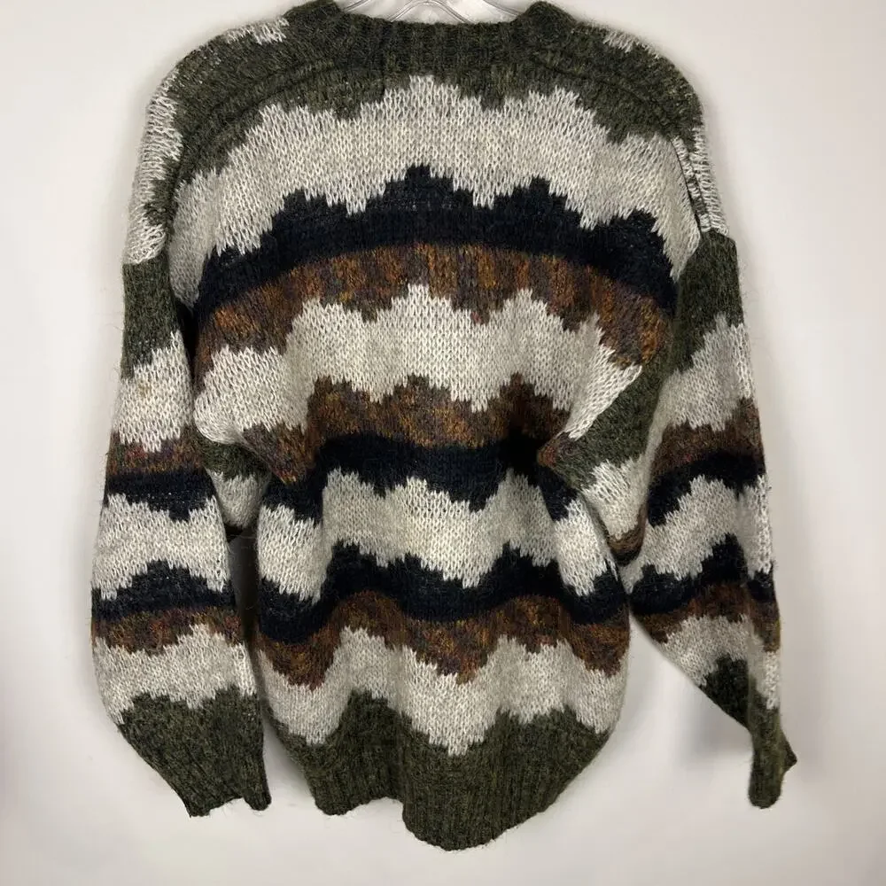 Vintage Zinia JK Narang Sz 38 Medium Mohair Blend‎ Geometric 80s Chunky Sweater